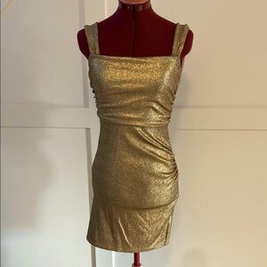 Envy + Grace Gold sparkly fitted mini dress Size S